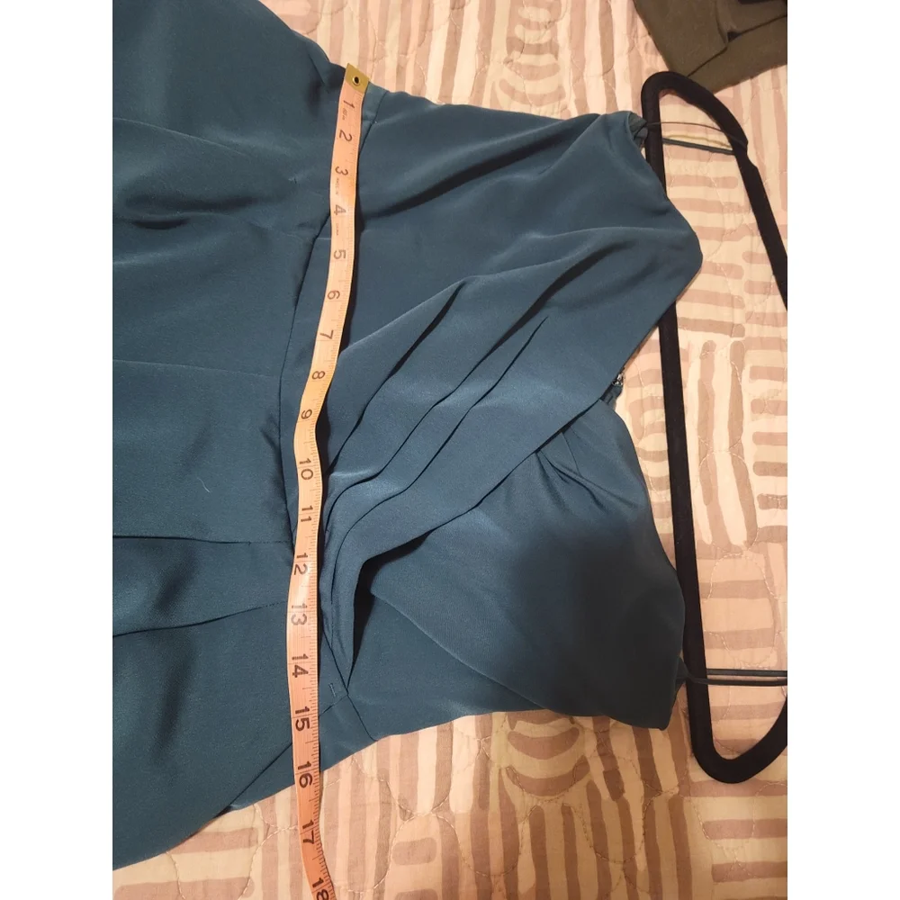 TAILORED::: EXPRESS DEEP TEAL SWEETHEART WIDE LEG/ CULOTTE/ JUMPSUIT - Picture 4 of 9